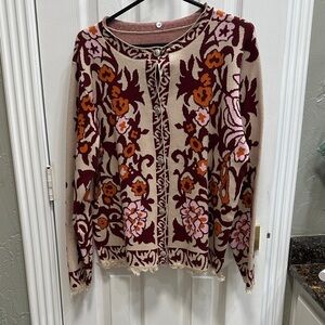 Floral Patterned Cardigan Sweater